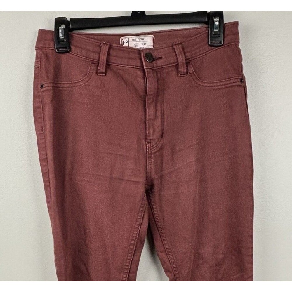 Free People Women  Sz 27 Pants Wine Zip Button Skinny Pockets 61855-16515125